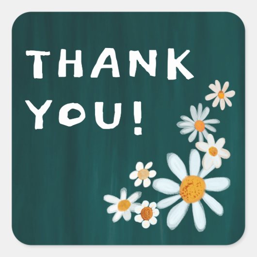 かわいいデイジーグアッシュカスタム赤ちゃんシャワーありがとう スクエアシール (正面)