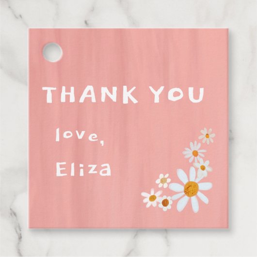 かわいいデイジーグアッシュカスタム赤ちゃんシャワーありがとう フェイバータグ (正面)