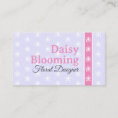 かわいいデイジーパターンパステルライト薄紫ピンクフローリスト 名刺 (正面)