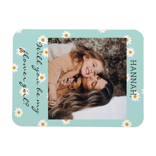 かわいいデイジーフォトフラワーガール提案 マグネット (横)