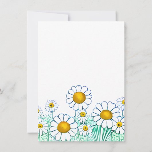 かわいいデイジーフラワーおもしろいフローラ誕生日 招待状 (裏面)