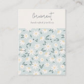 かわいいデイジーフローラアクアブルースクリプトイヤリングネックレス 名刺 (正面)