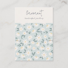 かわいいデイジーフローラアクアブルースクリプトイヤリングネックレス 名刺