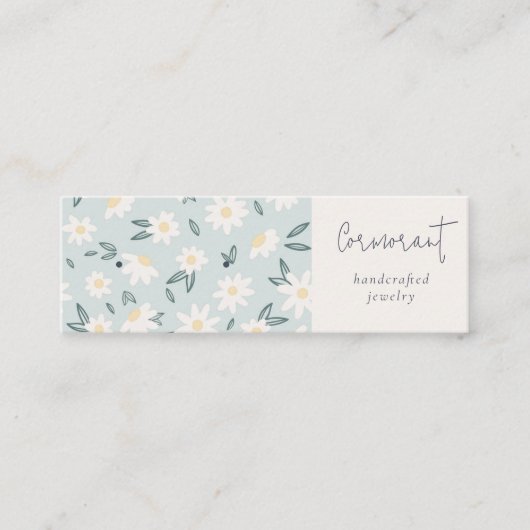 かわいいデイジーフローラアクアブルースクリプトイヤリングホルダー スキニー名刺 (正面)