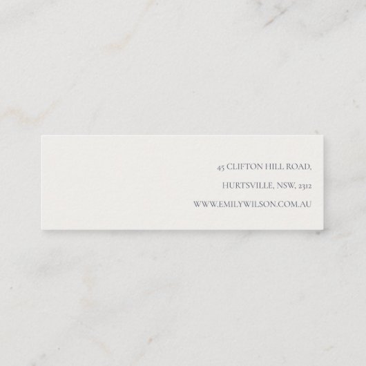 かわいいデイジーフローラアクアブルースクリプトイヤリングホルダー スキニー名刺 (裏面)