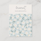 かわいいデイジーフローラアクアブルースクリプトネックレスホルダー 名刺 (正面)