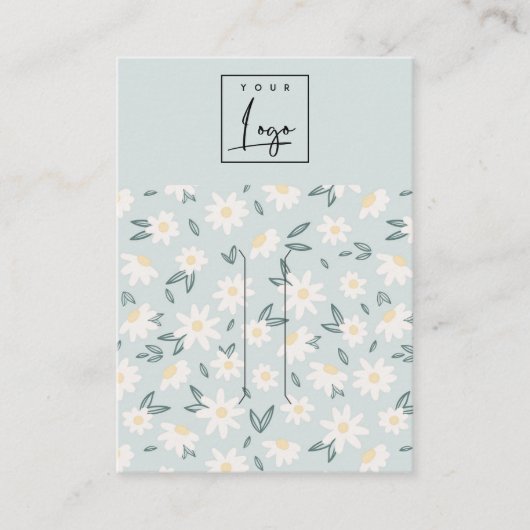 かわいいデイジーフローラアクアブルーロゴヘアクリップホルダー 名刺 (正面)
