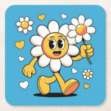 かわいいデイジーブルーコースターセット