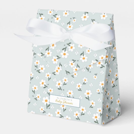 かわいいデイジーブルーワイルドフラワー誕生日/ベビーシャワー フェイバーボックス (正面サイド)