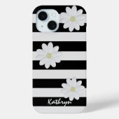 かわいいデイジー花名白黒ストライプ花 Case-Mate iPhoneケース (裏面)