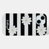かわいいデイジー花名白黒ストライプ花 Case-Mate iPhoneケース (裏面 (横))