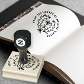 かわいいデイジー花柄 オーダーメイド 自分のテキストを追加 Ex Libris ラバースタンプ