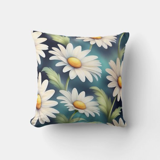 かわいいデイジー花植物柄ソフトガーリー クッション (正面)