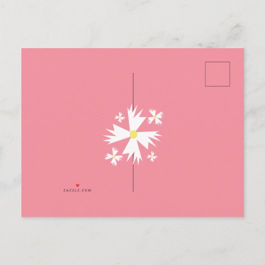 かわいいデイジー花模様縁どフォトベビー 案内ポストカード (裏面)