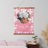 かわいいデイジー花模様縁ど写真ベビーのお知らせ 吊り下げ型タペストリー (寝室)