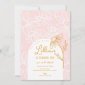 かわいいデイジー誕生日パーティーの招待状 招待状 (正面)