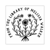 かわいいデイジー フラワー カスタム 自分のテキストを追加 Ex Libris ラバースタンプ (インプリント)