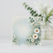 かわいいデイジー ボーダー プリント デザイン 招待状 (スタンド正面)