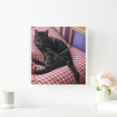 かわいいデイブスクエアアクリル時計 スクエア壁時計 (ホーム)