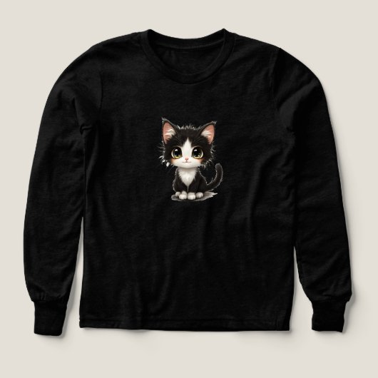 かわいいデカ目子猫 - ちび黒白猫 (デザイン正面)