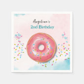 かわいいデザインと第2の誕生日紙ナプキン。 スタンダードカクテルナプキン (正面)