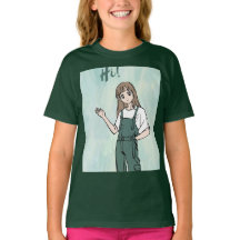 かわいいデザインのグリーンTシャツ