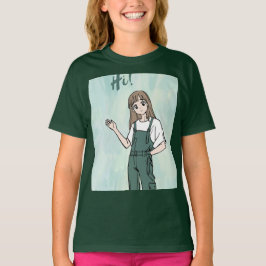 かわいいデザインのグリーンTシャツ Tシャツ