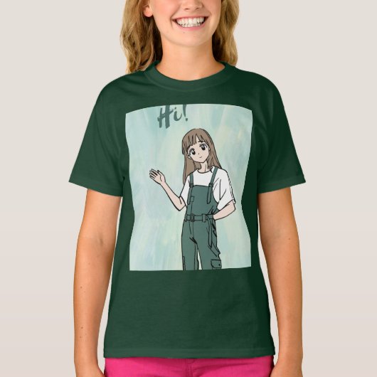 かわいいデザインのグリーンTシャツ Tシャツ (正面)