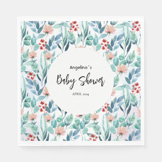 かわいいデザインの赤ちゃんシャワー用ペーパーナプキン。 スタンダードランチョンナプキン (正面)