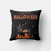 かわいいデザインの黒猫、ケーキとスカル クッション (裏面)