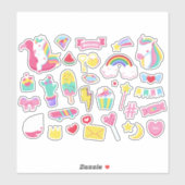 かわいいデザインバンドルユニコーン女の子フェアリーのシール シール (シート)