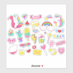 かわいいデザインバンドルユニコーン女の子フェアリーのシール シール