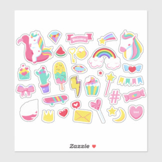 かわいいデザインバンドルユニコーン女の子フェアリーのシール シール