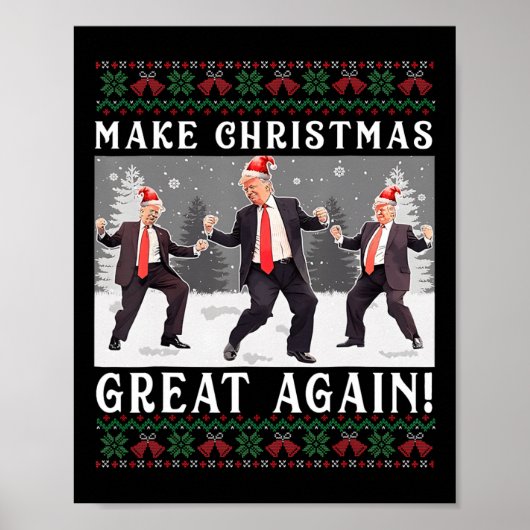 かわいいデザイン再素晴らし度クリスマスサンタトランプ ポスター (正面)
