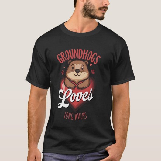 かわいいデザイン - グラウンドホッグは長距離の散歩が好き Tシャツ (正面)
