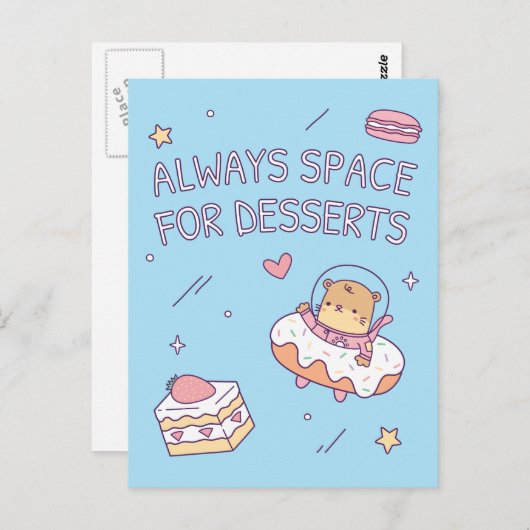 かわいいデザートのスペース パン ポストカード (正面/裏面)