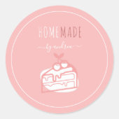 かわいいデザートケーキアーティストホームメイドベーカリービジネス ラウンドシール (正面)