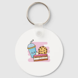 かわいいデザートトリオ – ケーキ、クッキー、ドリンク キーホルダー
