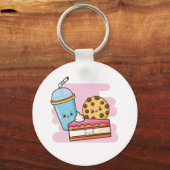 かわいいデザートトリオ – ケーキ、クッキー、ドリンク キーホルダー (裏面)