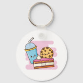 かわいいデザートトリオ – ケーキ、クッキー、ドリンク キーホルダー (裏面)