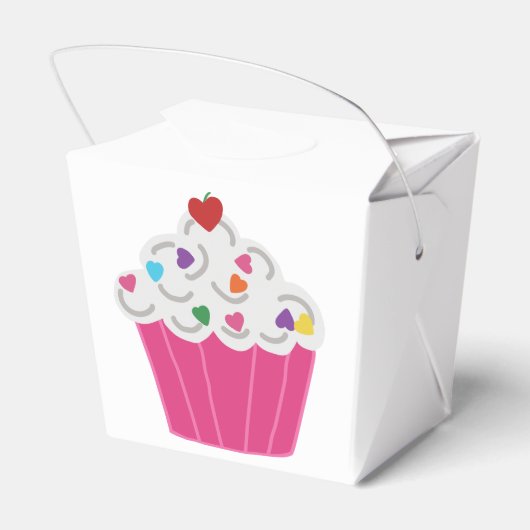 かわいいデザートピンクのカップケーキ フェイバーボックス (裏面サイド)