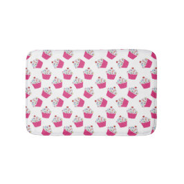 かわいいデザート明るいピンクのカップケーキパターン バスマット