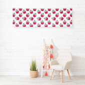 かわいいデザート明るいピンクのカップケーキパターン 横断幕 (インサイチュ)