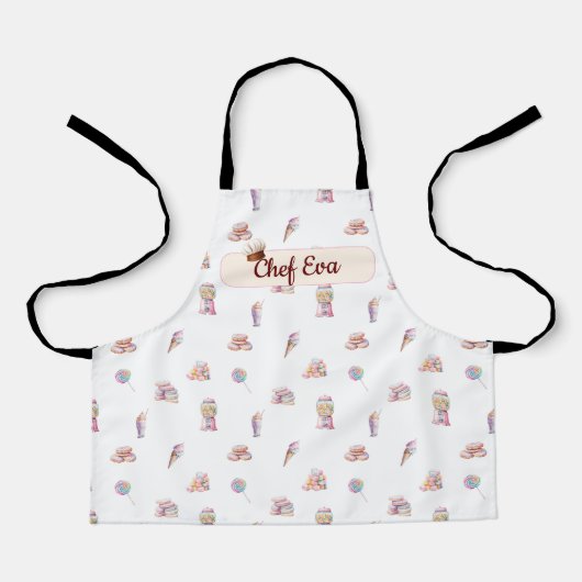 かわいいデザート甘いお菓子キッズパーソナライズされたズ エプロン (正面)