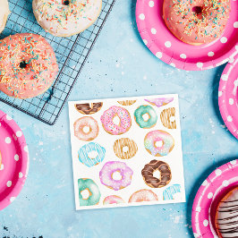 かわいいデザート甘いドーナツイラストレーションパターン スタンダードカクテルナプキン