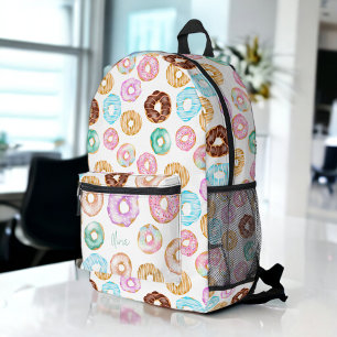 かわいいデザート甘いドーナツイラストレーションパターン プリントバックパック