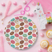 かわいいデザート甘いドーナツイラストレーションパターン ペーパープレート (パーティー)