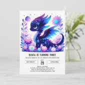 かわいいデジタルドラゴンの誕生日 招待状 (スタンド正面)