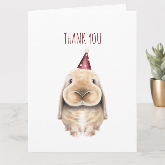 かわいいデジタルバニーサンキューカード カード (小さな植物)