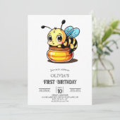 かわいいデジタルビー1歳の誕生日 招待状 (スタンド正面)